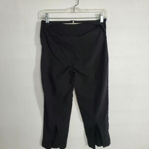 Vtg 90s Womens Black Cigarette Pants Small  Ankle Slits Stretch Back Waist Cut